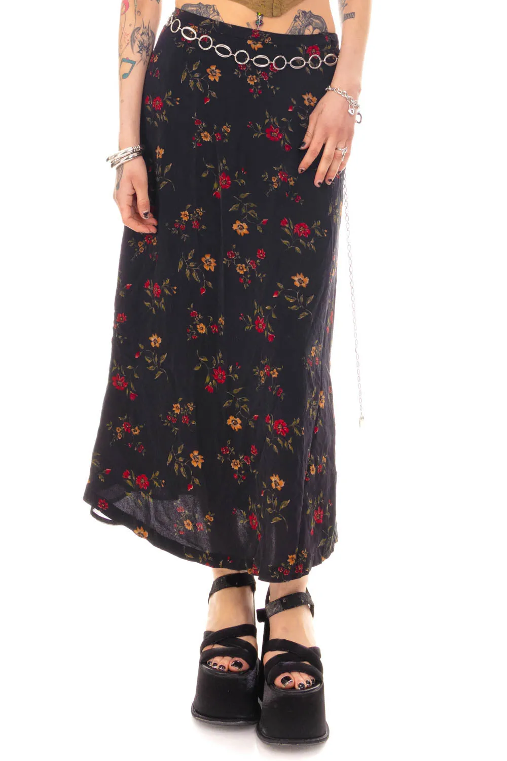 Vintage 90's Grunge Florals Maxi Skirt - M sold by Tunnel Vision