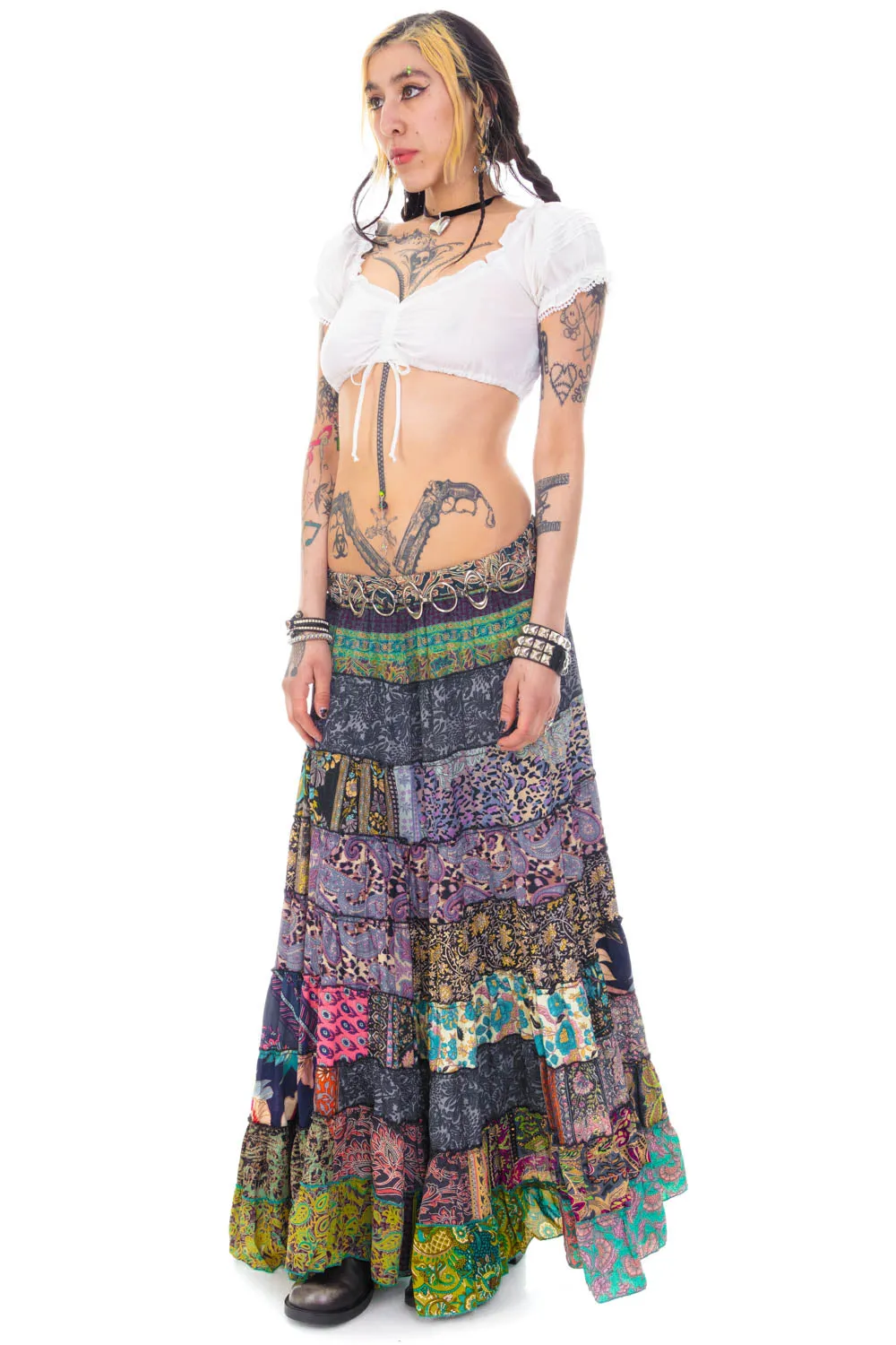 Vintage 90's Patchwork Floral Tiered Maxi Skirt - S/M sold by Tunnel Vision product image thumbnail 4