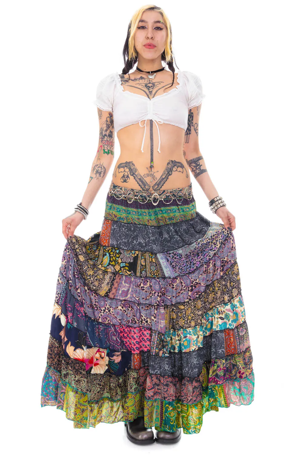 Vintage 90's Patchwork Floral Tiered Maxi Skirt - S/M sold by Tunnel Vision product image thumbnail 3