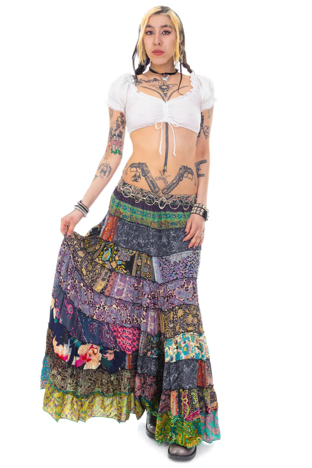 Vintage 90's Patchwork Floral Tiered Maxi Skirt - S/M sold by Tunnel Vision product image thumbnail 2