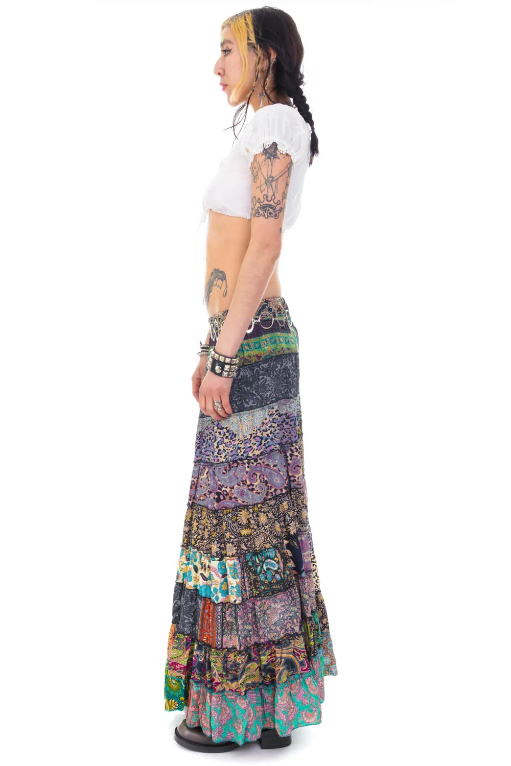 Vintage 90's Patchwork Floral Tiered Maxi Skirt - S/M sold by Tunnel Vision product image thumbnail 5