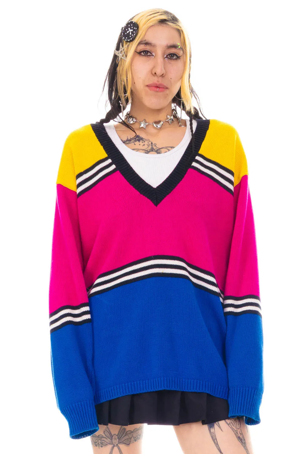 Vintage 80's Lizsport Color-block Stripe Sweater - OSFM sold by Tunnel Vision