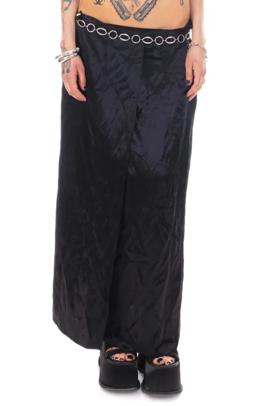 Vintage 90's Pop Black Silky Wrap Maxi Skirt - M/L sold by Tunnel Vision