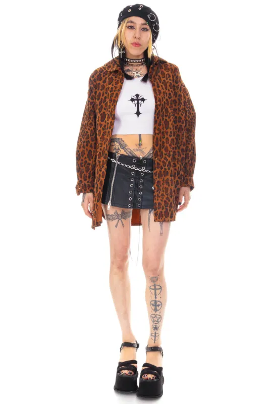 Vintage 80's Leopard Suede Shirt Jacket - OSFM sold by Tunnel Vision