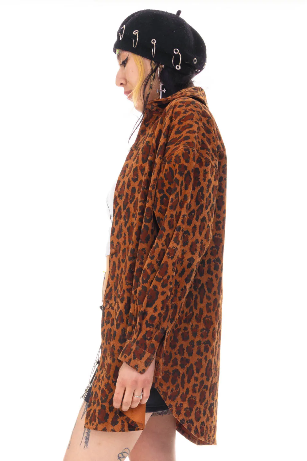Vintage 80's Leopard Suede Shirt Jacket - OSFM sold by Tunnel Vision product image thumbnail 5