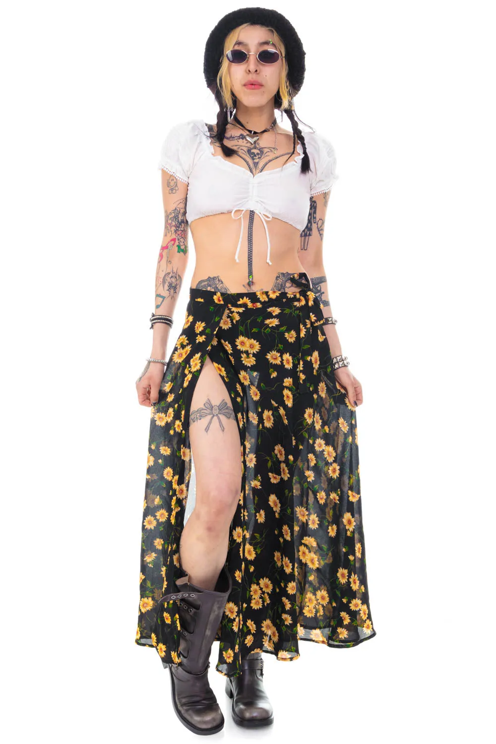 Vintage 90's Falling Daisy Wrap Skirt - OSFM sold by Tunnel Vision product image thumbnail 2