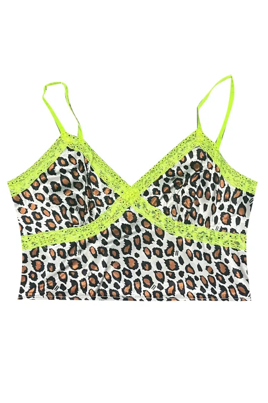 TUNNEL VISION SECONDHAND (GRADE A) Neon Cheetah Lace Trim Cami sold by Tunnel Vision