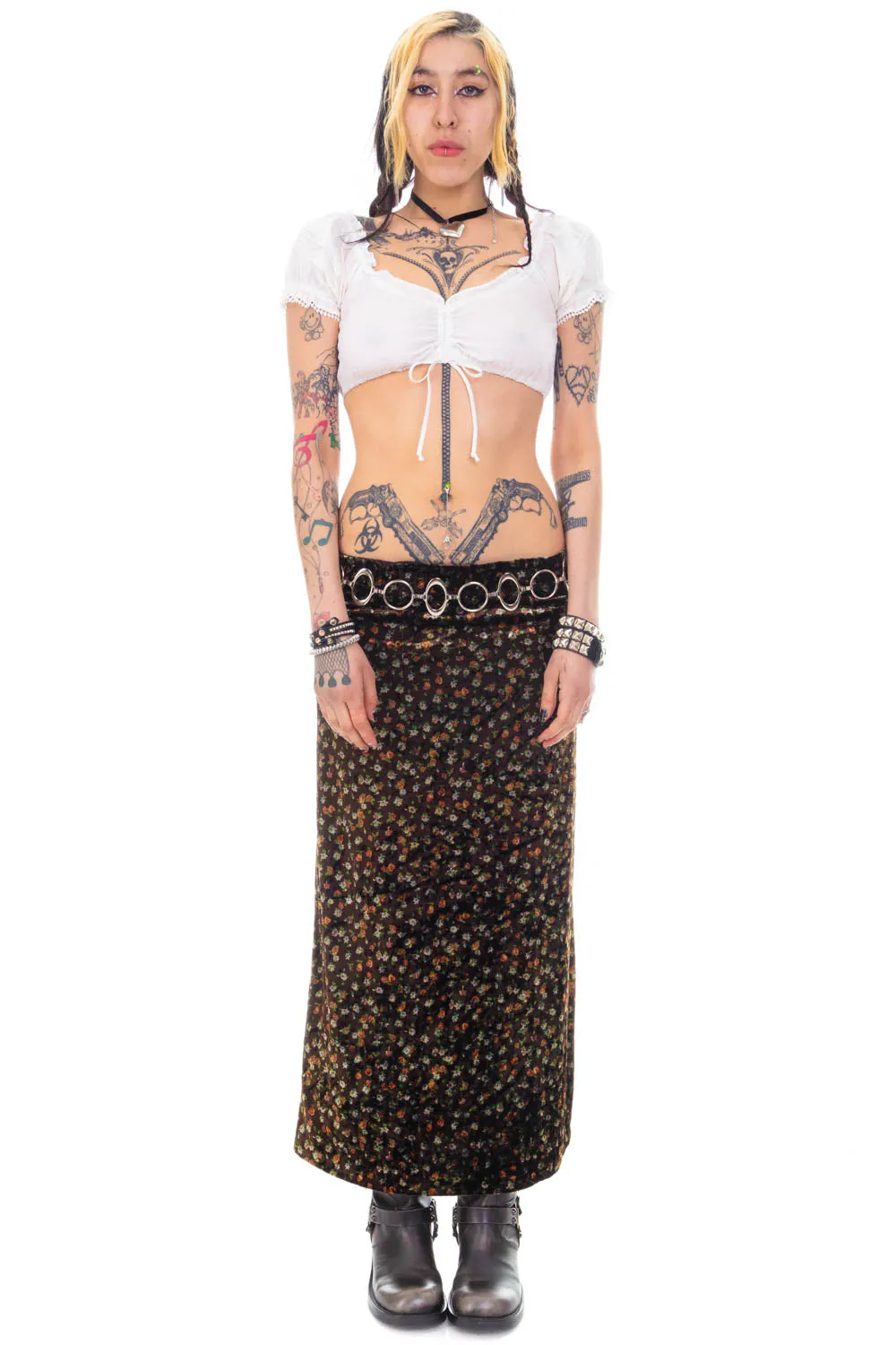 Vintage 90's Velvet Floral Maxi Skirt - S/M sold by Tunnel Vision product image thumbnail 2