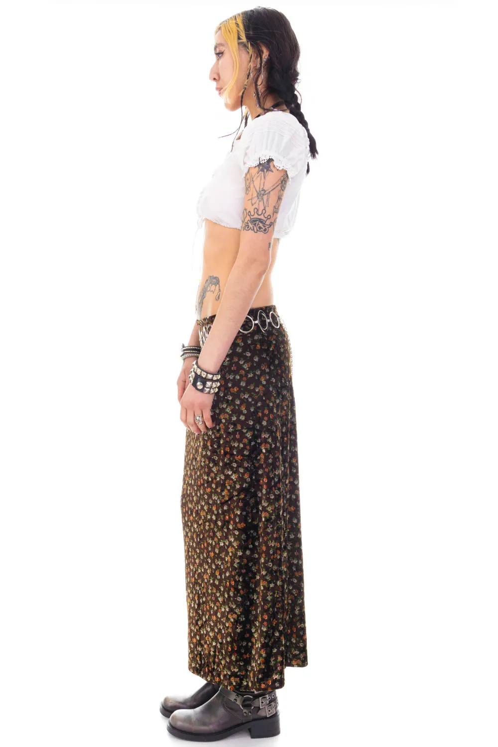 Vintage 90's Velvet Floral Maxi Skirt - S/M sold by Tunnel Vision product image thumbnail 5