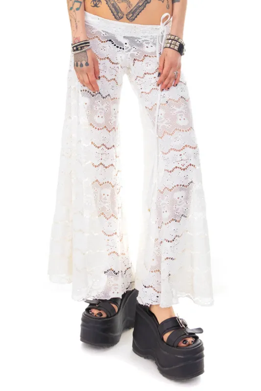 Vintage Y2K Skulls & Royalty Knit Flowly Flare Pants - M sold by Tunnel Vision