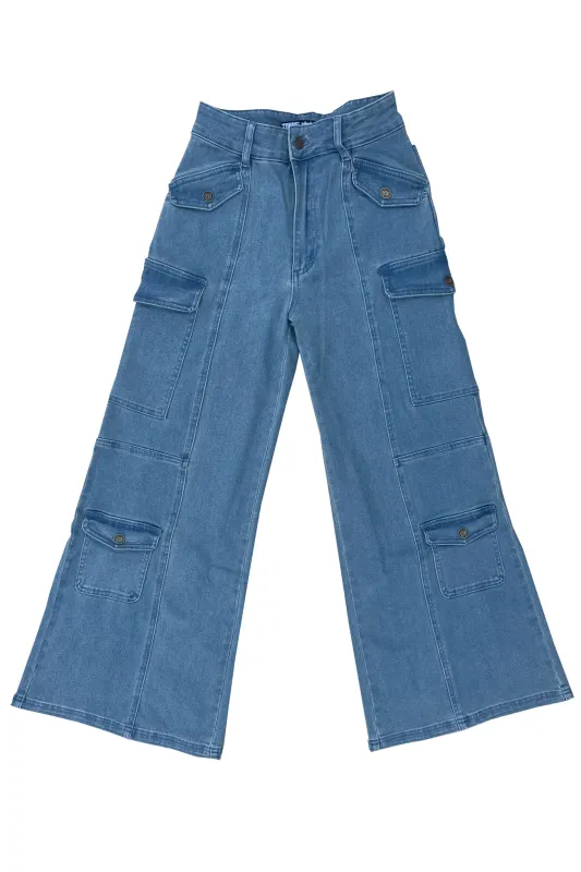 Reggie Blue Denim Cargo Baggies sold by Tunnel Vision