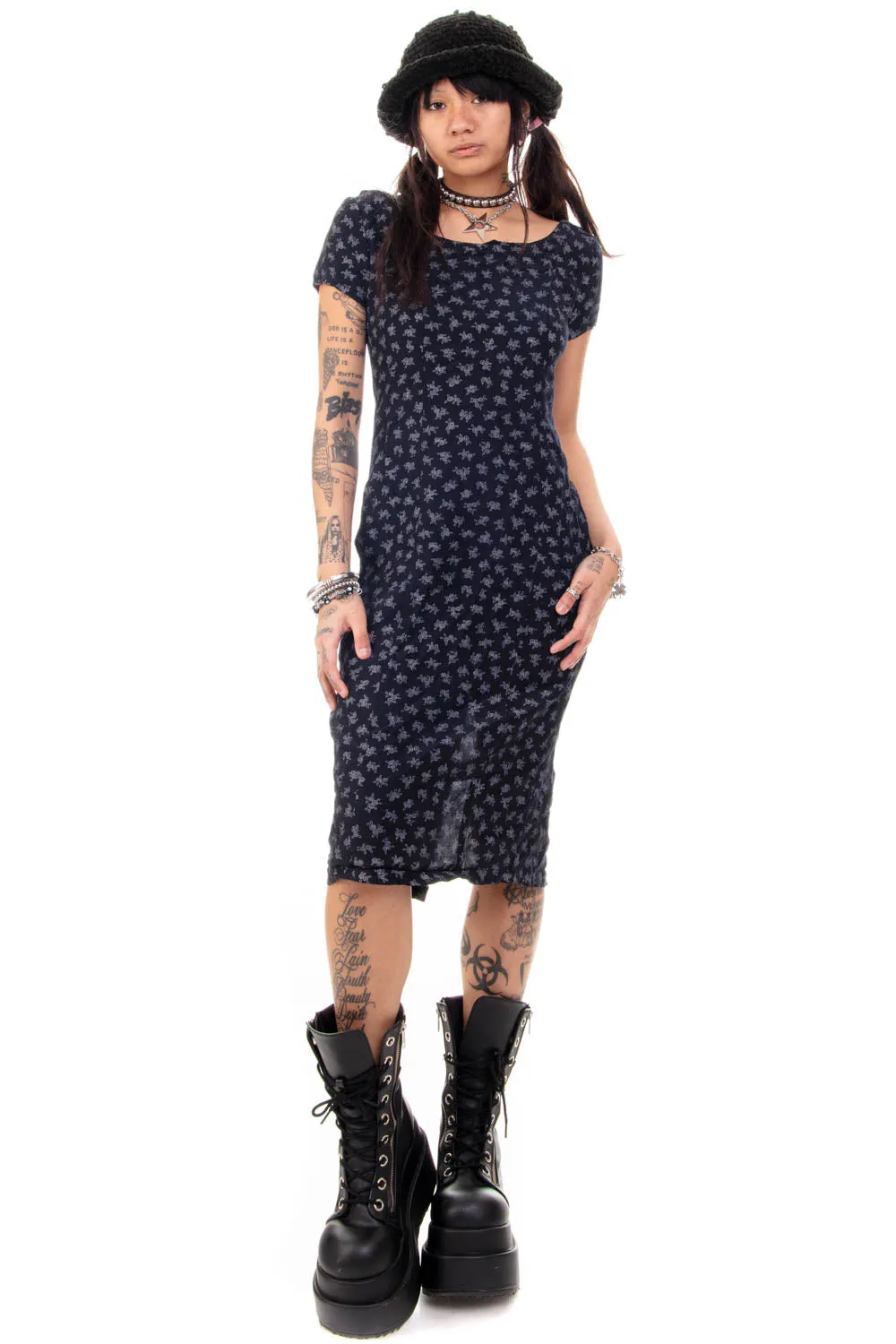 Vintage 90's Black & White Floral Dress - M sold by Tunnel Vision product image thumbnail 2