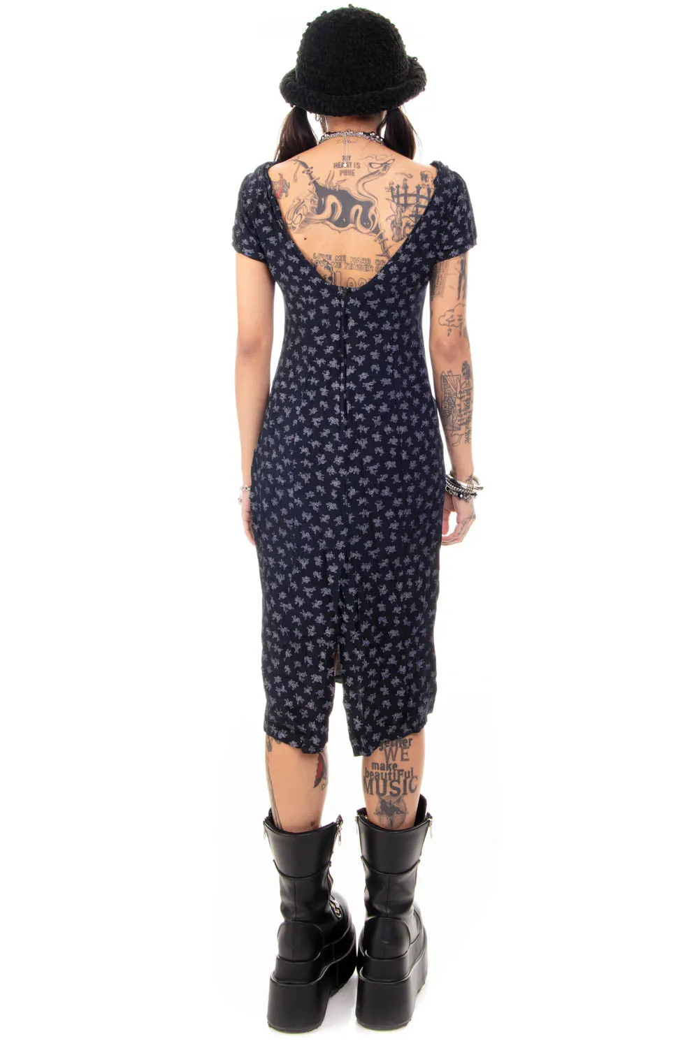 Vintage 90's Black & White Floral Dress - M sold by Tunnel Vision product image thumbnail 5