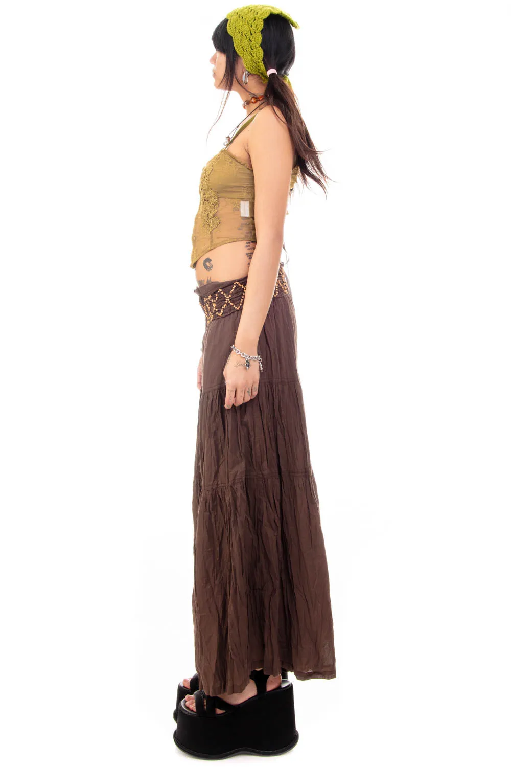 Vintage Y2K Beaded Brown Wide Leg Pants - S sold by Tunnel Vision product image thumbnail 5
