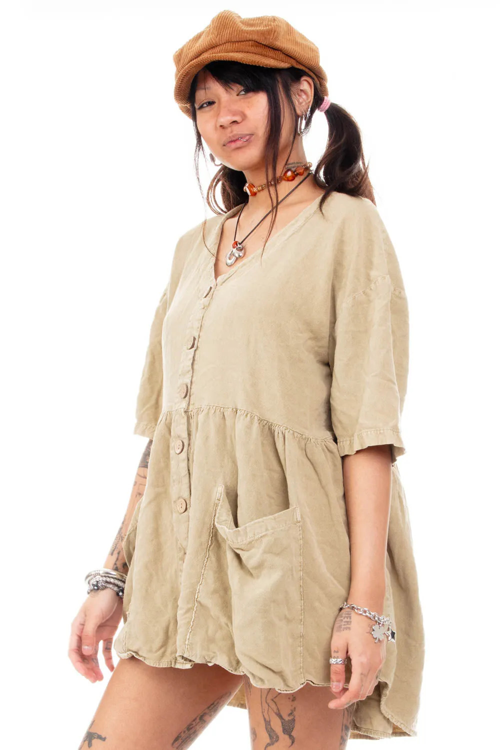 Vintage Y2K Olive Pocket Button Up Blouse - OSFM sold by Tunnel Vision product image thumbnail 3
