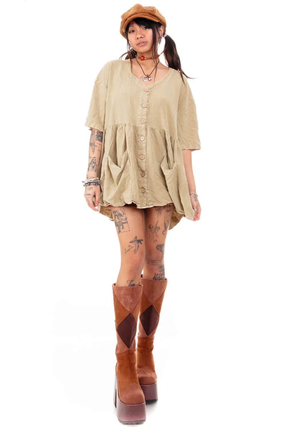 Vintage Y2K Olive Pocket Button Up Blouse - OSFM sold by Tunnel Vision product image thumbnail 2