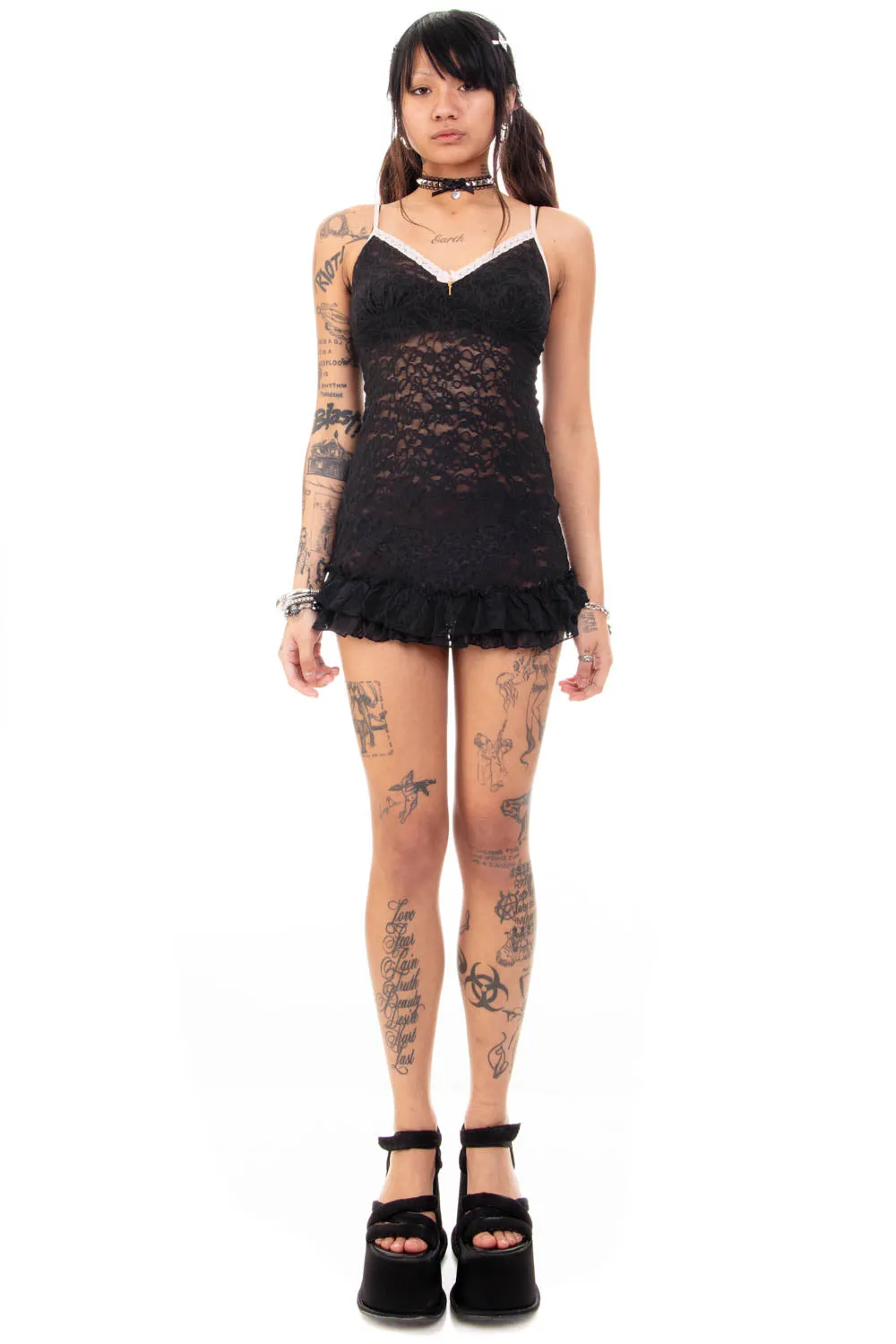 Vintage Y2K La Vie En Rose Lace Lingerie Dress - S sold by Tunnel Vision