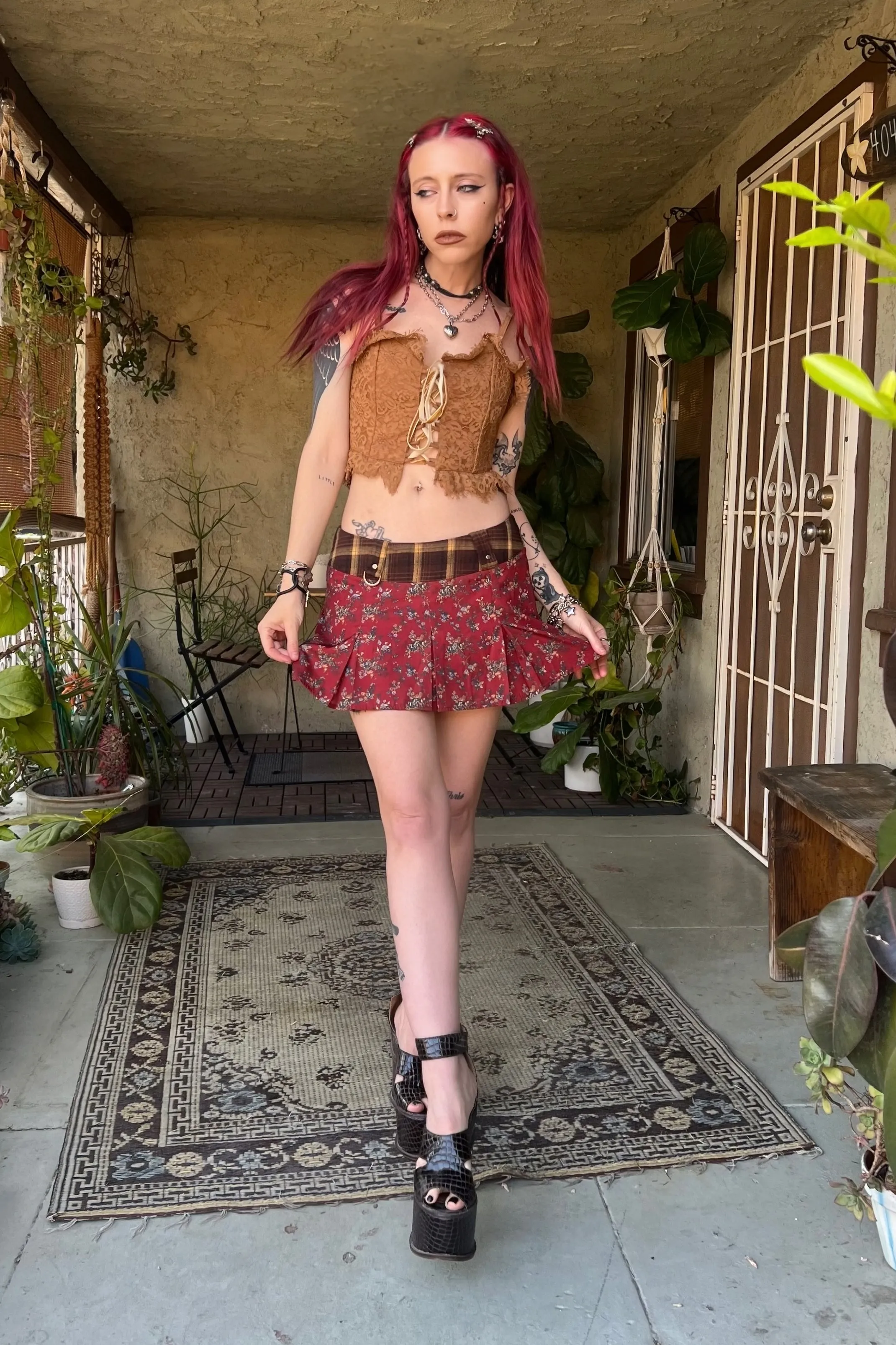 Priscilla Patchwork Low-Rise Mini Skirt sold by Tunnel Vision product image thumbnail 3