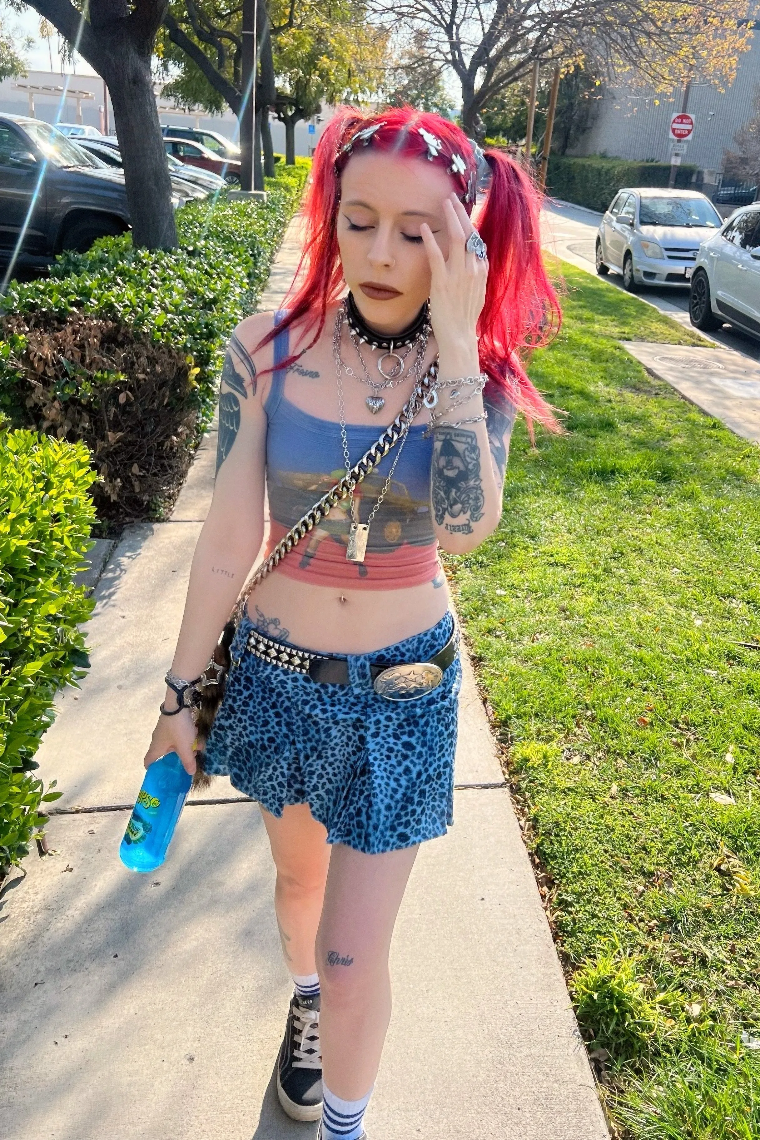 Priscilla Blue Leopard Print Low-Rise Mini Skirt sold by Tunnel Vision product image thumbnail 5