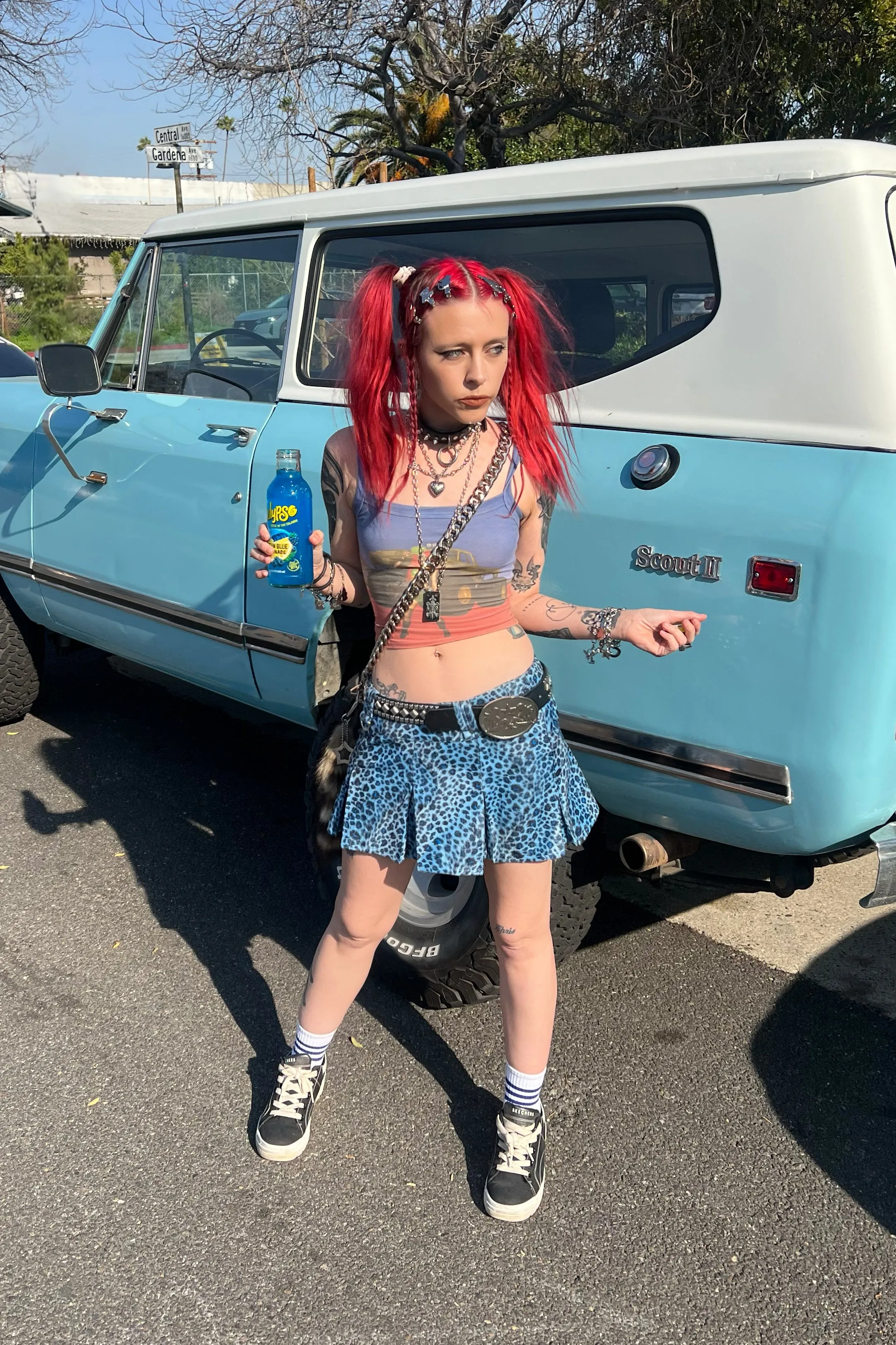 Priscilla Blue Leopard Print Low-Rise Mini Skirt sold by Tunnel Vision product image thumbnail 3