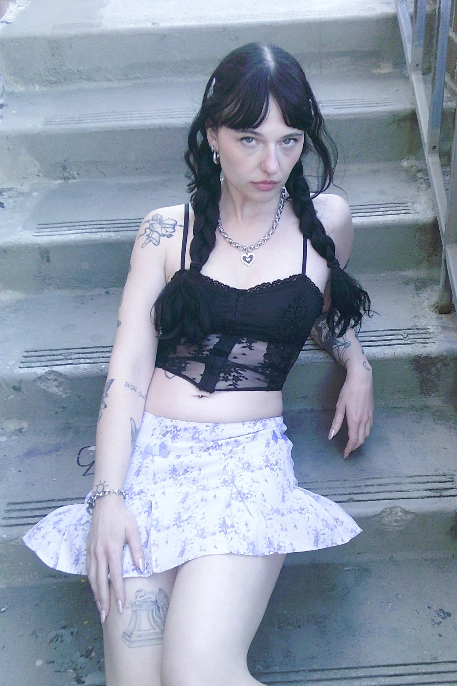 Priscilla Lavender Floral Low-Rise Mini Skirt sold by Tunnel Vision product image thumbnail 3