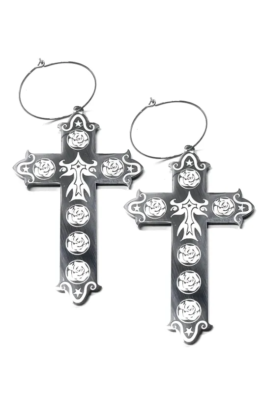 Big Cross Hoop Earrings sold by Tunnel Vision