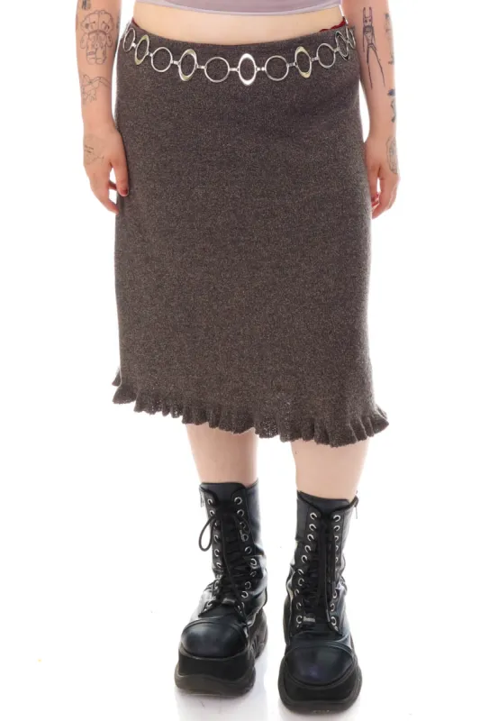Vintage Y2K Brown Merino Wool Maxi Skirt - XL/2X sold by Tunnel Vision