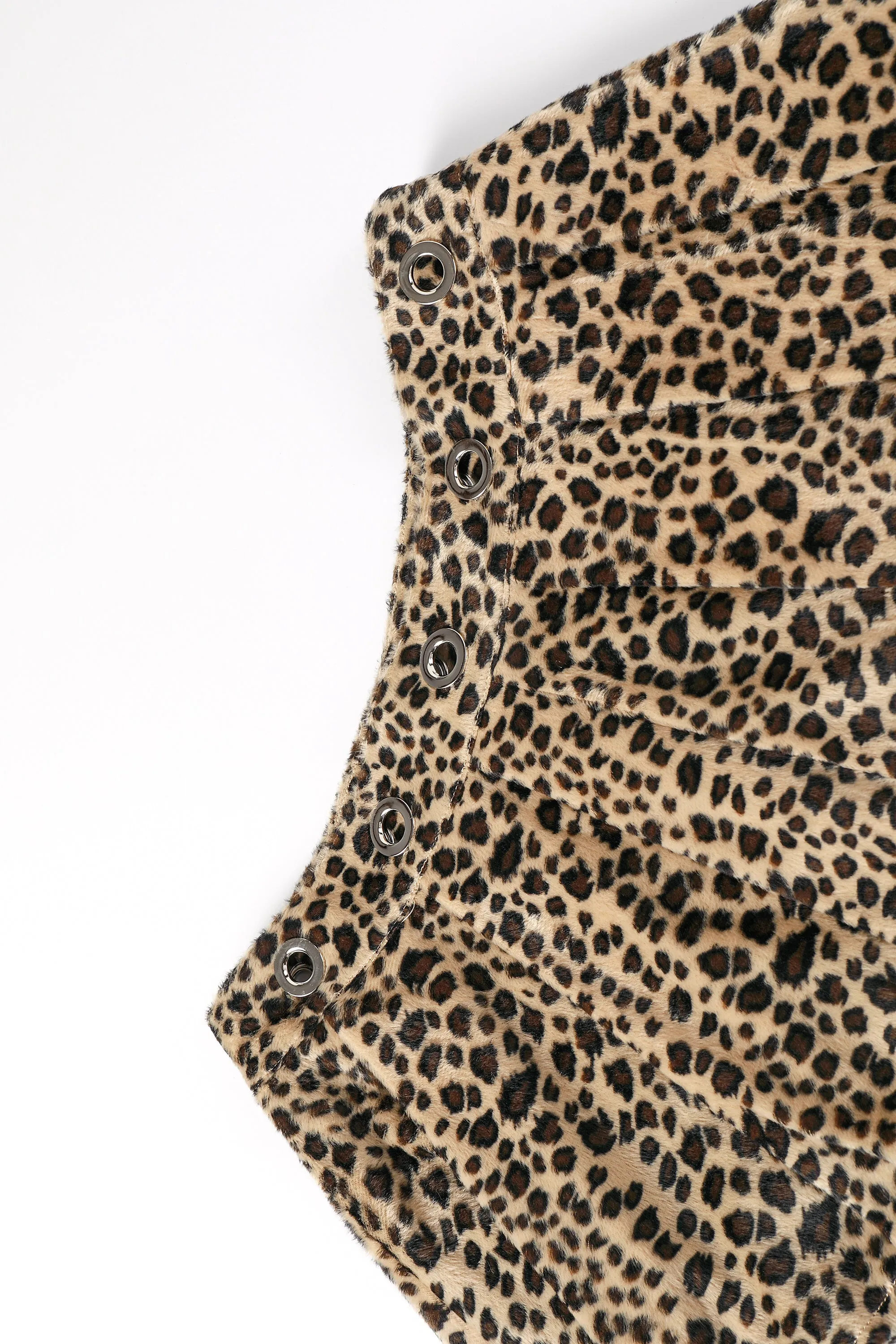 Peekaboo Fuzzy Leopard Print Grommet Mini Skirt sold by Tunnel Vision product image thumbnail 3