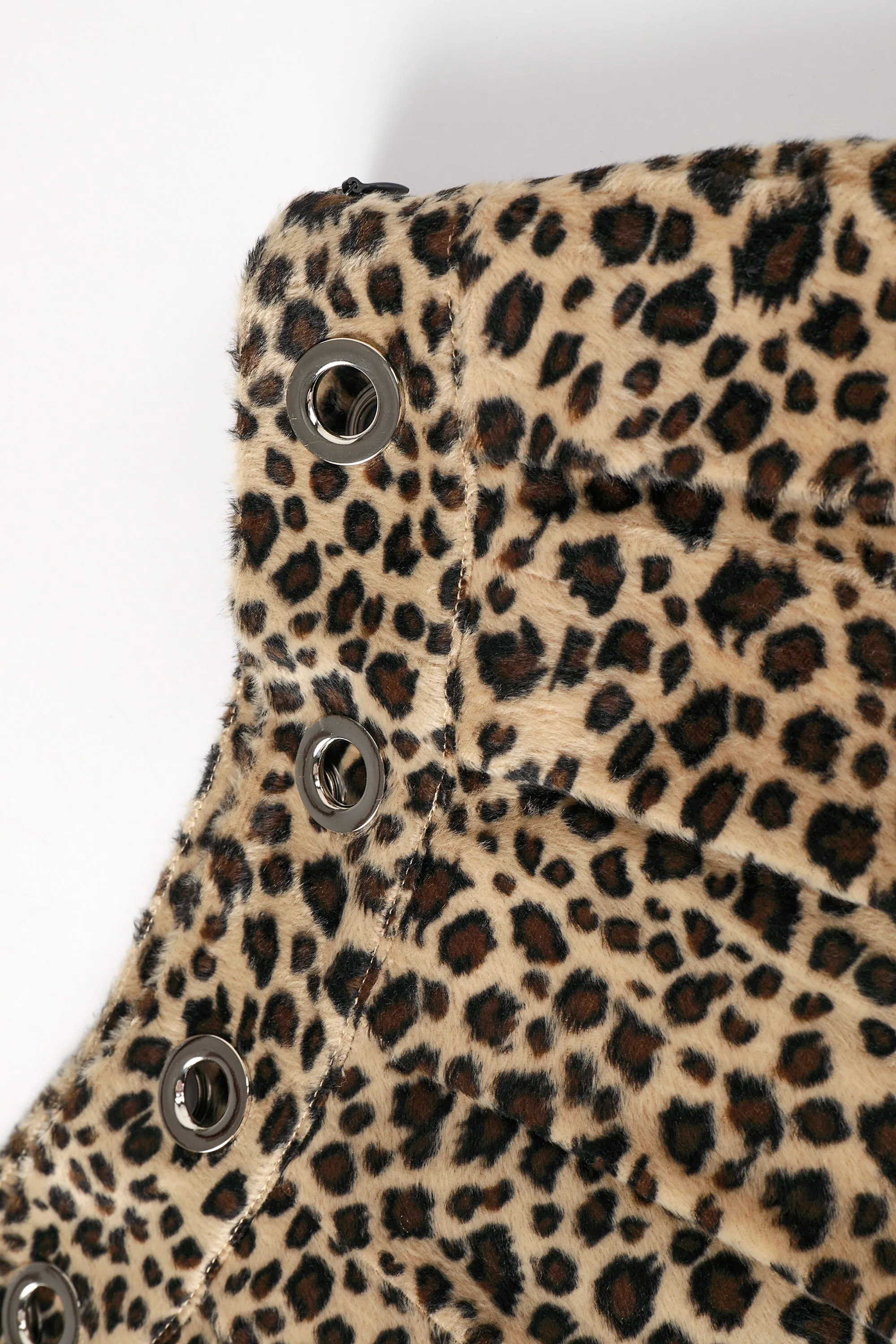 Peekaboo Fuzzy Leopard Print Grommet Mini Skirt sold by Tunnel Vision product image thumbnail 4