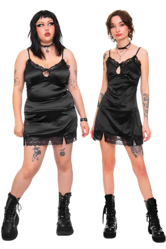 TUNNEL VISION SECONDHAND (GRADE A) Josie Black Mini Slip Dress sold by Tunnel Vision
