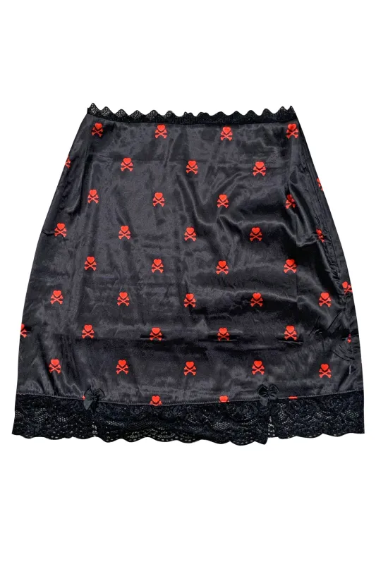 TUNNEL VISION SECONDHAND (GRADE B) Kiki Heart Crossbones Lace-Trim Mini Skirt sold by Tunnel Vision