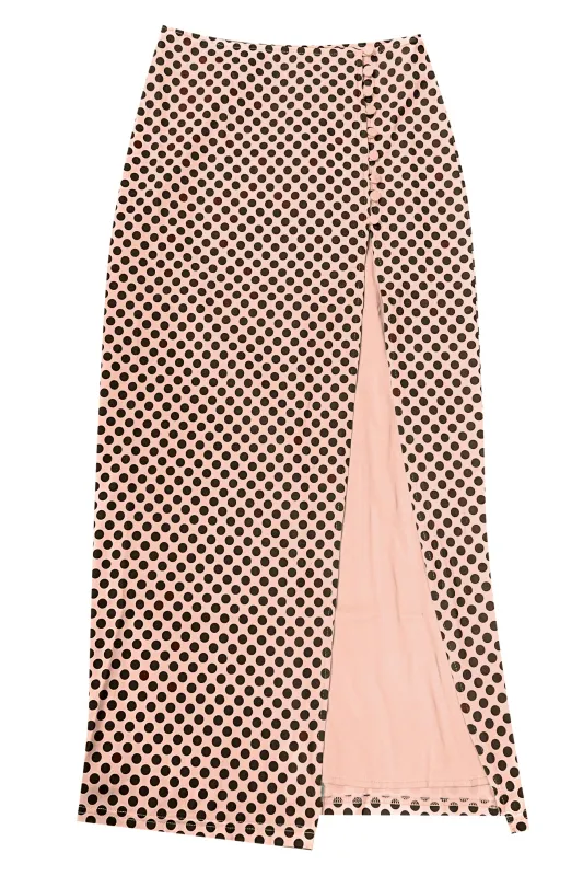 TUNNEL VISION SECONDHAND (GRADE A) Siren Polka Dot High Slit Skirt sold by Tunnel Vision