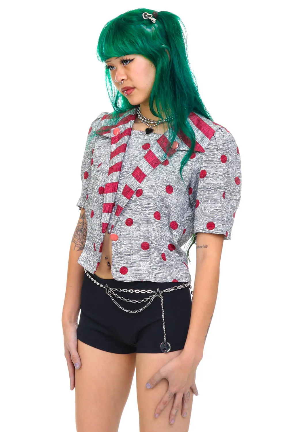 Vintage 80's Polka Dot Sailor Crop Top - XS/S sold by Tunnel Vision product image thumbnail 5