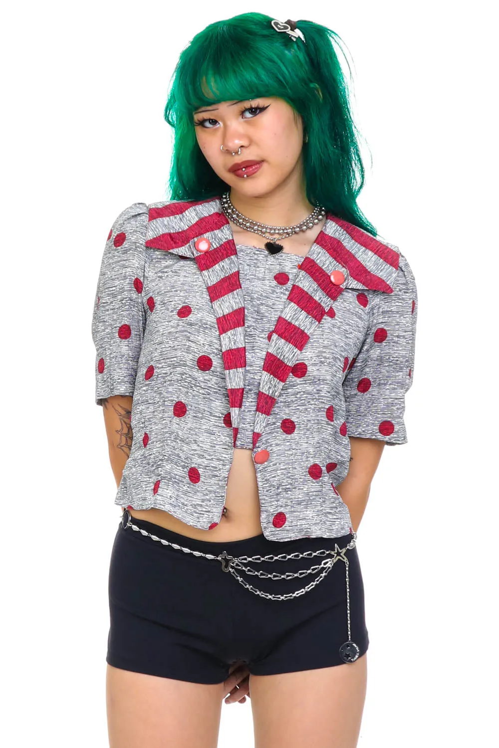 Vintage 80's Polka Dot Sailor Crop Top - XS/S sold by Tunnel Vision product image thumbnail 3