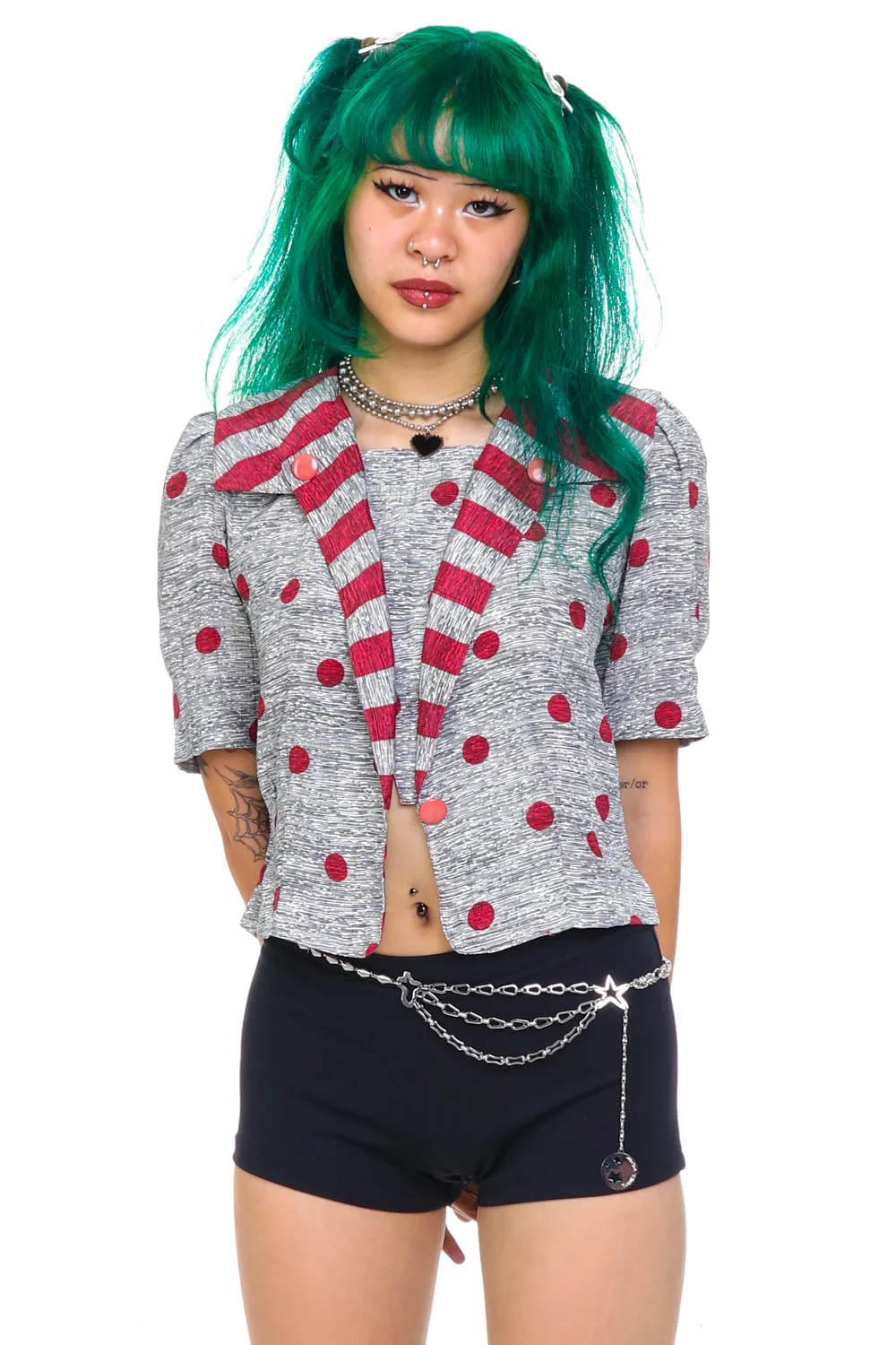 Vintage 80's Polka Dot Sailor Crop Top - XS/S sold by Tunnel Vision product image thumbnail 4