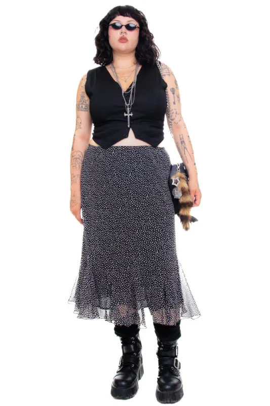Vintage 90's Polka Dot Chiffon Layered Midi Skirt - XL/2X sold by Tunnel Vision