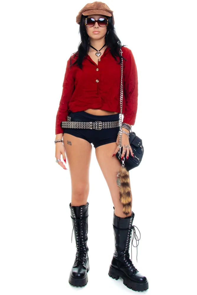 Vintage Y2K Linen-Blend Burnt Red Button-Up Shirt - S/M sold by Tunnel Vision product image thumbnail 2