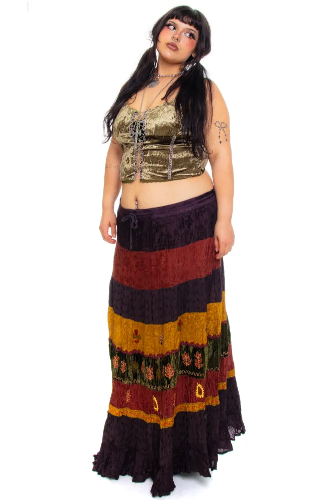 Vintage 90's Patchwork Velvet Hippie Skirt - One Size Fits Many sold by Tunnel Vision product image thumbnail 3