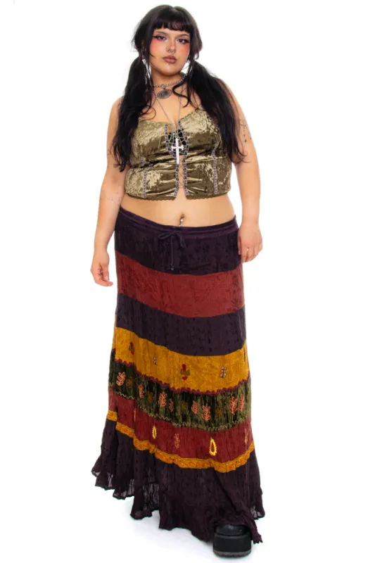 Vintage 90's Patchwork Velvet Hippie Skirt - One Size Fits Many sold by Tunnel Vision