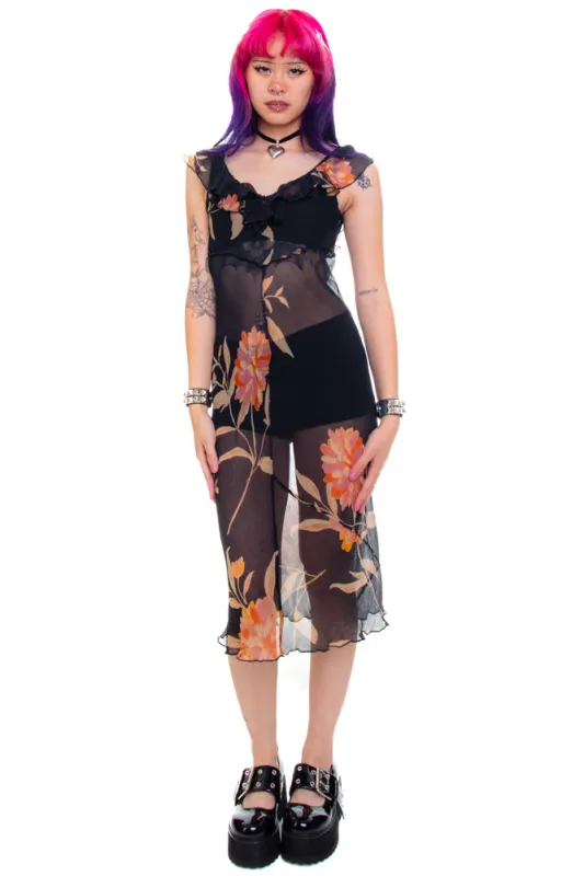 Vintage 90's Sheer Chiffon Floral Maxi - XS/S/M sold by Tunnel Vision