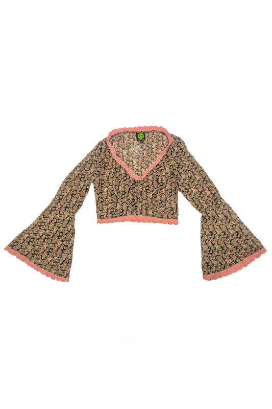 TUNNEL VISION SECONDHAND (GRADE A) Jan Floral Bell Sleeve Top sold by Tunnel Vision