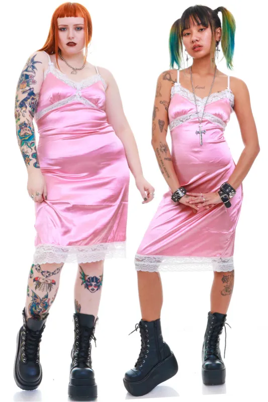 TUNNEL VISION SECONDHAND (GRADE A) Kat Pink Slip Dress sold by Tunnel Vision