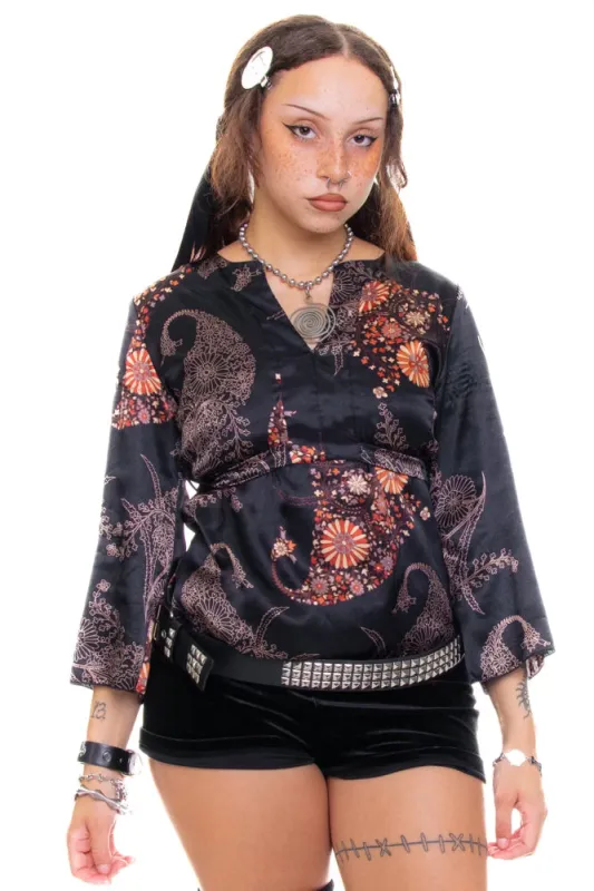 Vintage Y2K Long Sleeve Floral Blouse - S sold by Tunnel Vision