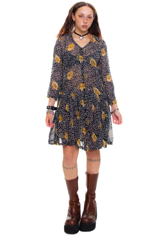 Vintage 90's Floral Rayon Chiffon Dress - XS/S sold by Tunnel Vision