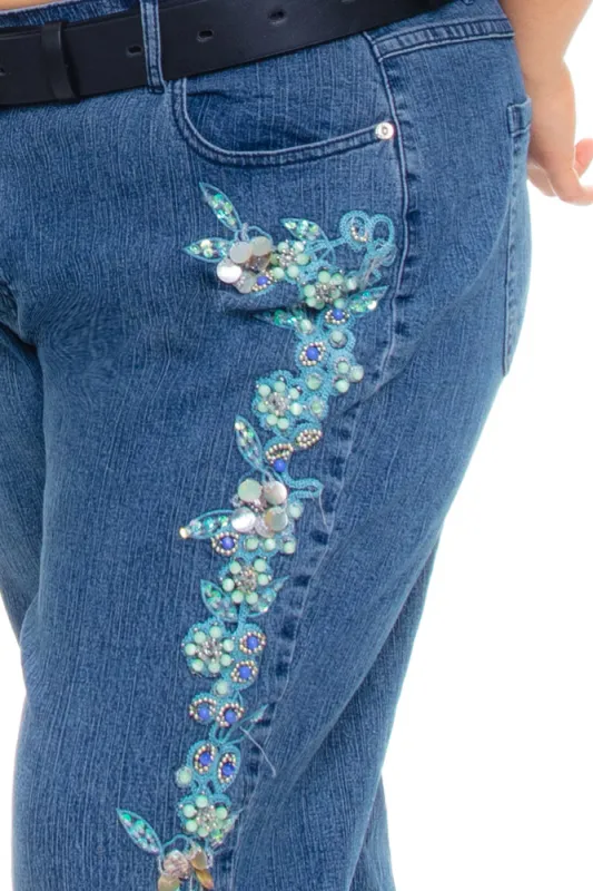 Vintage Y2K Beaded Glamour Girlie Stretch Denim Flares - 3X sold by Tunnel Vision