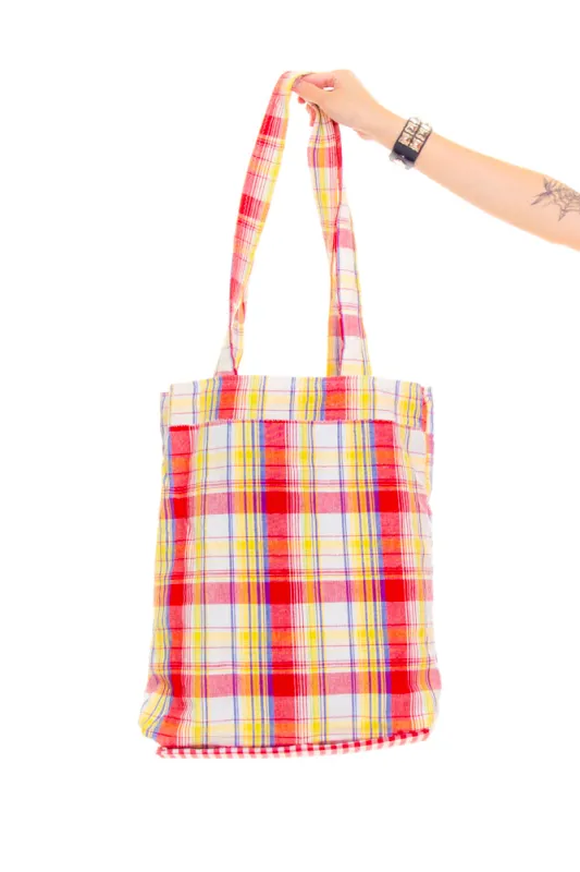 Vintage 90's Reversible Plaid Tote Bag sold by Tunnel Vision