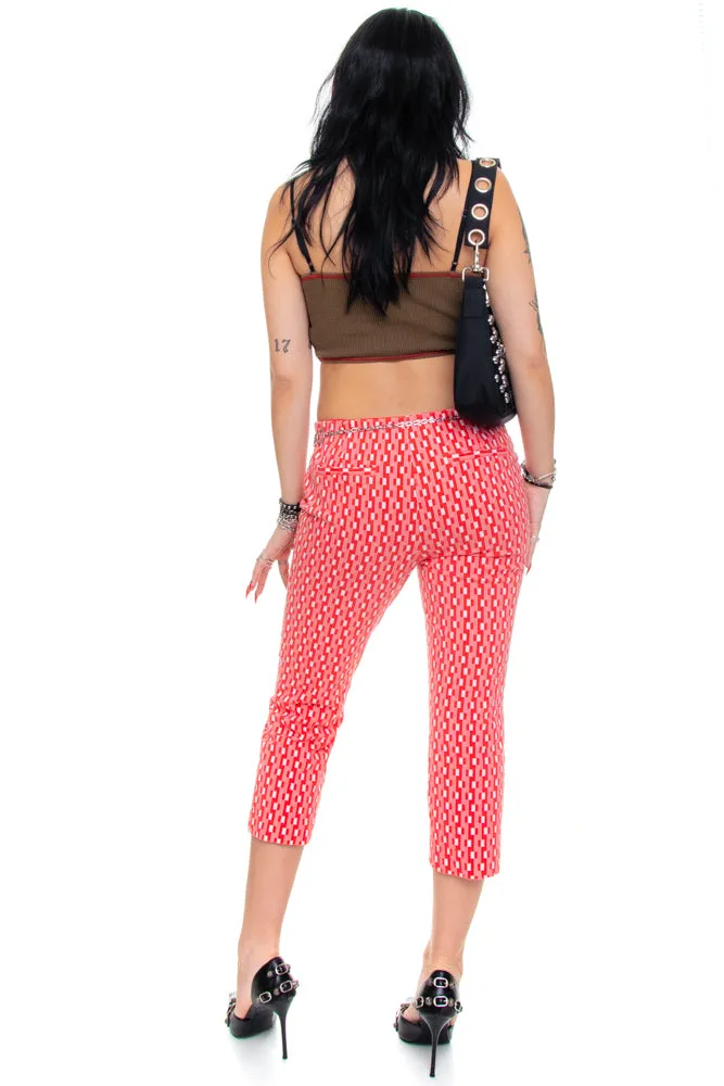 Vintage 90's Retro Red Grid Print Capris - S/M sold by Tunnel Vision product image thumbnail 5