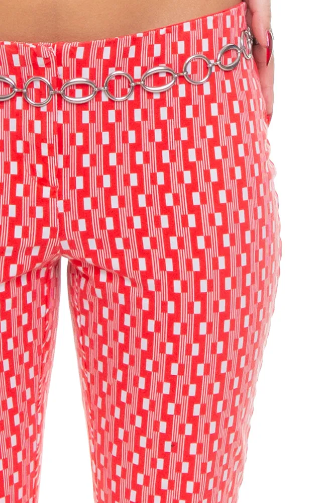 Vintage 90's Retro Red Grid Print Capris - S/M sold by Tunnel Vision product image thumbnail 2