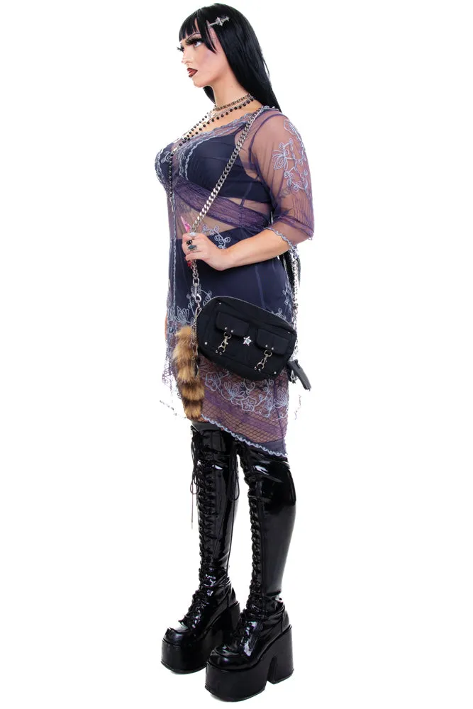 Vintage Y2K Dusk Mesh and Lace Dress - M/L sold by Tunnel Vision product image thumbnail 3