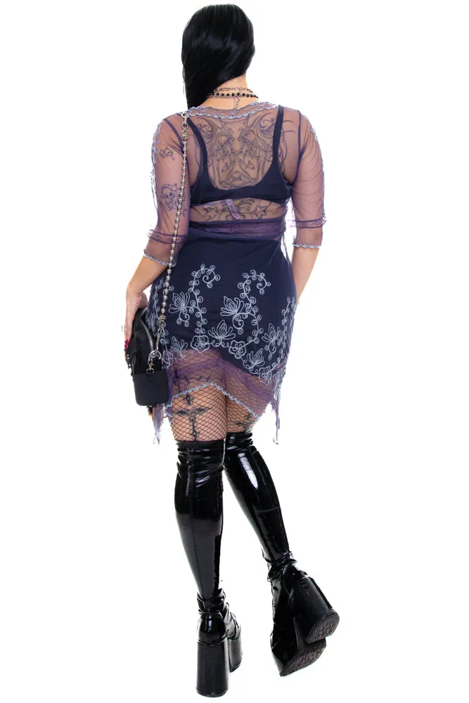 Vintage Y2K Dusk Mesh and Lace Dress - M/L sold by Tunnel Vision product image thumbnail 4